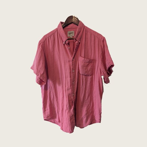 NAKED & FAMOUS - Pink cotton short sleeve shirt - Sz XL - Picture 1 of 7